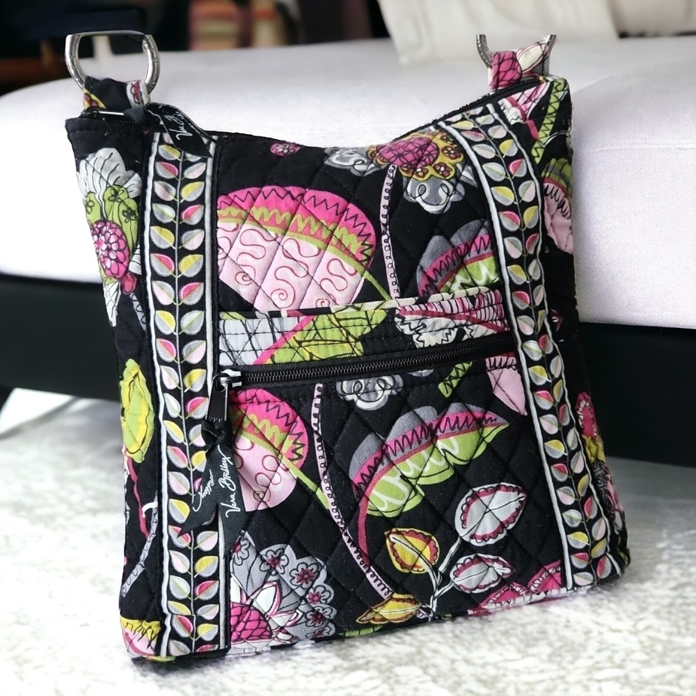 VERA BRADLEY 'Moon Blooms' Hipster Cross-Body Messenger Bag Purse 11262-168 EUC